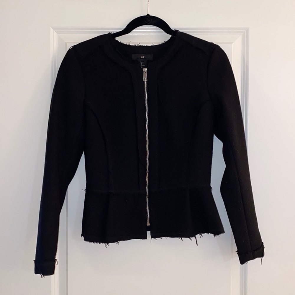 H&M, Size 8, Black Frayed Jacket